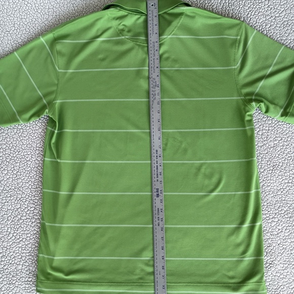 Cutter and Buck Mens Polo Shirt Golf Shirt  Striped Green Short Sleeve Shirt L - Picture 9 of 9
